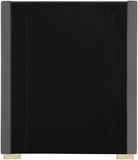 Royce Mid Century Modern Bed with Wingback Headboard and Stylish Gold & Chrome Legs for Elegance