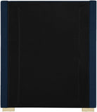 Royce Mid Century Modern Bed with Wingback Headboard and Stylish Gold & Chrome Legs for Elegance