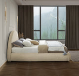 Rudy Contemporary Plush Faux Shearling Fabric Bed with Rounded Headboard for Modern Bedrooms