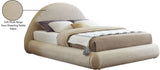 Rudy Contemporary Plush Faux Shearling Fabric Bed with Rounded Headboard for Modern Bedrooms