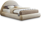 Rudy Contemporary Plush Faux Shearling Fabric Bed with Rounded Headboard for Modern Bedrooms