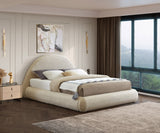 Rudy Contemporary Plush Faux Shearling Fabric Bed with Rounded Headboard for Modern Bedrooms