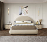Rudy Contemporary Plush Faux Shearling Fabric Bed with Rounded Headboard for Modern Bedrooms