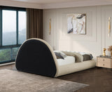 Rudy Contemporary Plush Faux Shearling Fabric Bed with Rounded Headboard for Modern Bedrooms