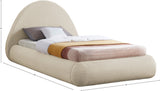Rudy Contemporary Plush Faux Shearling Fabric Bed with Rounded Headboard for Modern Bedrooms