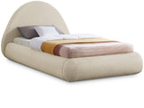 Rudy Contemporary Plush Faux Shearling Fabric Bed with Rounded Headboard for Modern Bedrooms