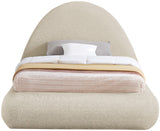 Rudy Contemporary Plush Faux Shearling Fabric Bed with Rounded Headboard for Modern Bedrooms