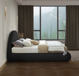 Rudy Contemporary Plush Faux Shearling Fabric Bed with Rounded Headboard for Modern Bedrooms