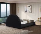 Rudy Contemporary Plush Faux Shearling Fabric Bed with Rounded Headboard for Modern Bedrooms
