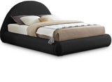 Rudy Contemporary Plush Faux Shearling Fabric Bed with Rounded Headboard for Modern Bedrooms