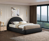 Rudy Contemporary Plush Faux Shearling Fabric Bed with Rounded Headboard for Modern Bedrooms
