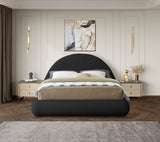 Rudy Contemporary Plush Faux Shearling Fabric Bed with Rounded Headboard for Modern Bedrooms