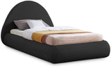 Rudy Contemporary Plush Faux Shearling Fabric Bed with Rounded Headboard for Modern Bedrooms
