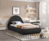 Rudy Contemporary Plush Faux Shearling Fabric Bed with Rounded Headboard for Modern Bedrooms