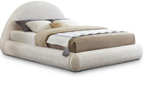 Rudy Contemporary Plush Faux Shearling Fabric Bed with Rounded Headboard for Modern Bedrooms
