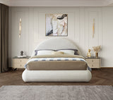 Rudy Contemporary Plush Faux Shearling Fabric Bed with Rounded Headboard for Modern Bedrooms