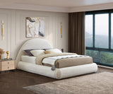 Rudy Contemporary Plush Faux Shearling Fabric Bed with Rounded Headboard for Modern Bedrooms