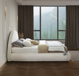 Rudy Contemporary Plush Faux Shearling Fabric Bed with Rounded Headboard for Modern Bedrooms