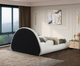 Rudy Contemporary Plush Faux Shearling Fabric Bed with Rounded Headboard for Modern Bedrooms
