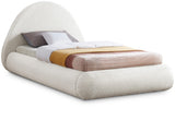 Rudy Contemporary Plush Faux Shearling Fabric Bed with Rounded Headboard for Modern Bedrooms