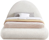 Rudy Contemporary Plush Faux Shearling Fabric Bed with Rounded Headboard for Modern Bedrooms