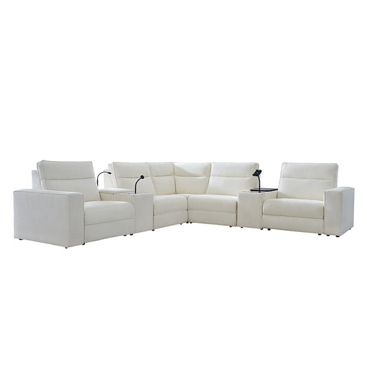 Kenny 5 Seat Recliner with 2 Console White