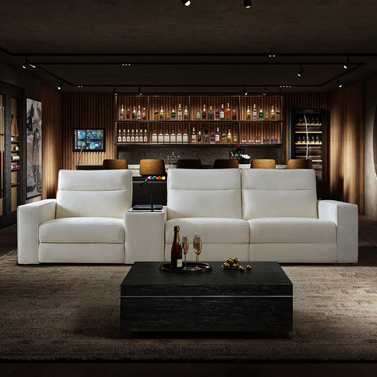 Kenny 3 Seat Sofa with Console Fridge White