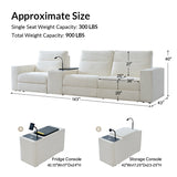 Kenny 3 Seat Sofa with Console Fridge White