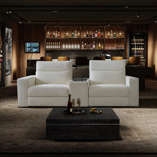 Kenny 2 Seat Recliner with console Fridge White