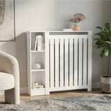 Radiator Cover Cabinet Joseph with Slatted Frame and 3 Shelves, Decorative Heater Cover, Modern Furniture Accent for Living Rooms, Hallways, and Bedrooms, Space-Saving Storage Solution