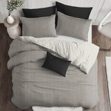 Cruz Ticking Stripes Black-Linen Coverlet Set