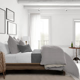 Cruz Ticking Stripes Gray-Ivory Coverlet Set