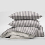 Cruz Ticking Stripes Gray-Ivory Coverlet Set