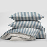 Cruz Ticking Stripes Indigo-Ivory Coverlet Set