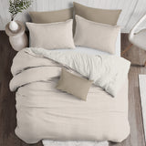 Cruz Ticking Stripes Taupe-Ivory Coverlet Set
