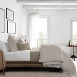 Cruz Ticking Stripes Taupe-Ivory Coverlet Set