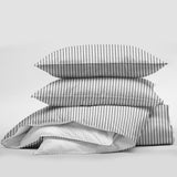 Cruz Ticking Stripes White-Black Coverlet Set
