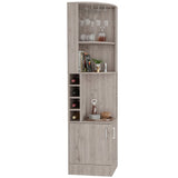 Tuhome Syrah Corner Bar Cabinet with Two External Shelves, Stemware Rack, Eight Cubbies, Modern Design for Living Room or Home Bar