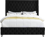 Savan Velvet Luxe Bed with Deep Button Tufting, Customizable Gold and Chrome Legs for Elegance