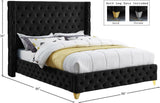 Savan Velvet Luxe Bed with Deep Button Tufting, Customizable Gold and Chrome Legs for Elegance