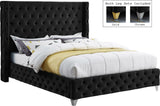 Savan Velvet Luxe Bed with Deep Button Tufting, Customizable Gold and Chrome Legs for Elegance