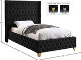 Savan Velvet Luxe Bed with Deep Button Tufting, Customizable Gold and Chrome Legs for Elegance
