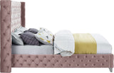 Savan Velvet Bed with Luxurious Deep Button Tufting and Customizable Gold or Chrome Legs