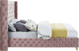 Savan Velvet Bed with Luxurious Deep Button Tufting and Customizable Gold or Chrome Legs