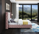 Savan Velvet Bed with Luxurious Deep Button Tufting and Customizable Gold or Chrome Legs