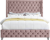 Savan Velvet Bed with Luxurious Deep Button Tufting and Customizable Gold or Chrome Legs