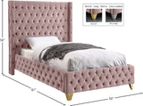 Savan Velvet Bed with Luxurious Deep Button Tufting and Customizable Gold or Chrome Legs