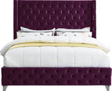 Savan Velvet Bed: Luxurious Black Upholstered Design with Deep Tufting and Customizable Legs