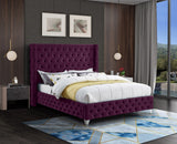 Savan Velvet Bed: Luxurious Black Upholstered Design with Deep Tufting and Customizable Legs