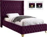 Savan Velvet Bed: Luxurious Black Upholstered Design with Deep Tufting and Customizable Legs
